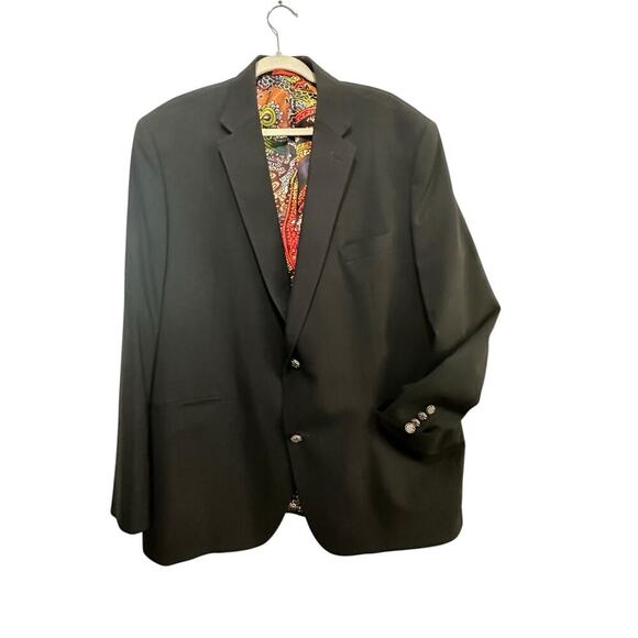 Robert Graham Men's Black Long Sleeve Wool Blend Patterned Lining Blazer Size 48 - Picture 1 of 8
